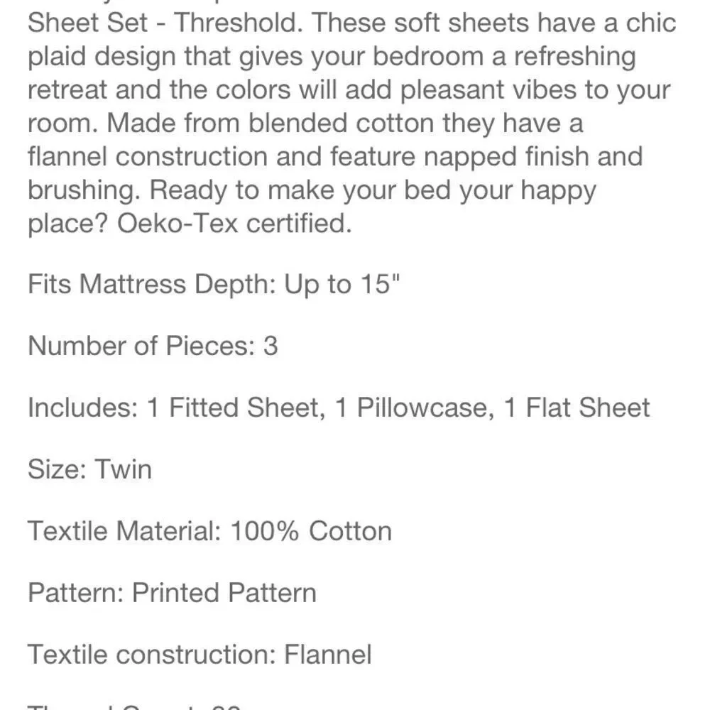 Threshold cream & gray striped twin flannel sheets‎
